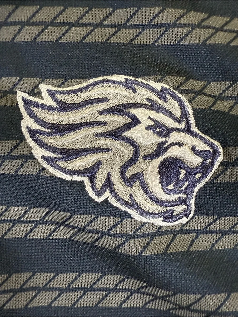 Jordan Men’s Navy & Gray Striped Polo with Team Crest